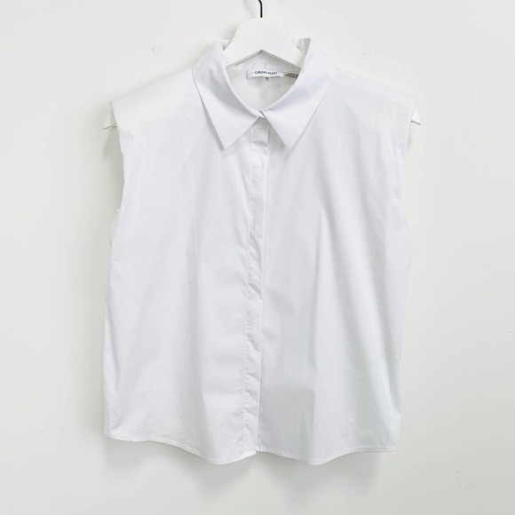 NWT CalvinKlein Button-Down Cropped Shirt Size XS - Picture 2 of 10